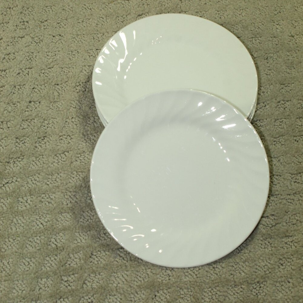 Set of 4  Gibson ~ 7” Salad Plates White Swirl  EUC!